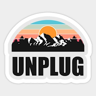 UNPLUG Colorful Mountain Sunset Scratched Rough Design With Snow on the mountain peaks Sticker